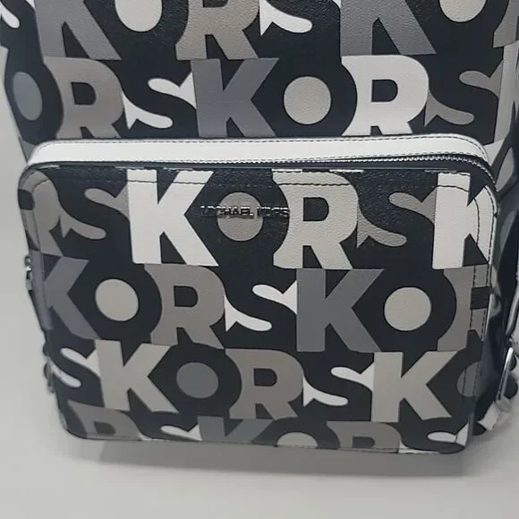 New! Michael Kors Cooper MK Signature Black Multi Commuter Backpack - Picture 2 of 9